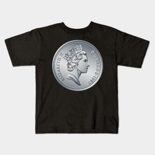 British coin 10 pence with Queen Elizabeth II Kids T-Shirt